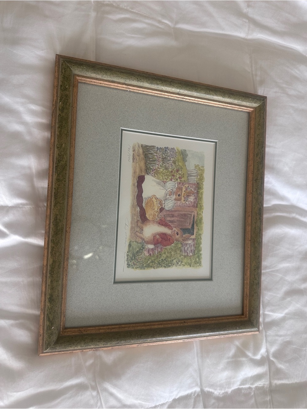 Framed Bunny Illustration Print in Soft Pastels - Picture 2 of 3